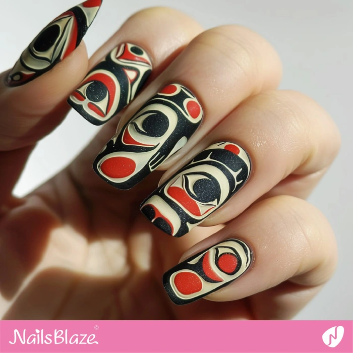 Abstract Totem-inspired Haida Nails | Tribal Nails - NB4598